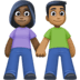 👩🏿‍🤝‍👨🏾 woman and man holding hands: dark skin tone, medium-dark skin tone display on Facebook